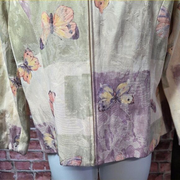 Vintage Women's TOWN & TRAVEL Zip Floral Butterflies Jacket Blazer 16P - Picture 5 of 8